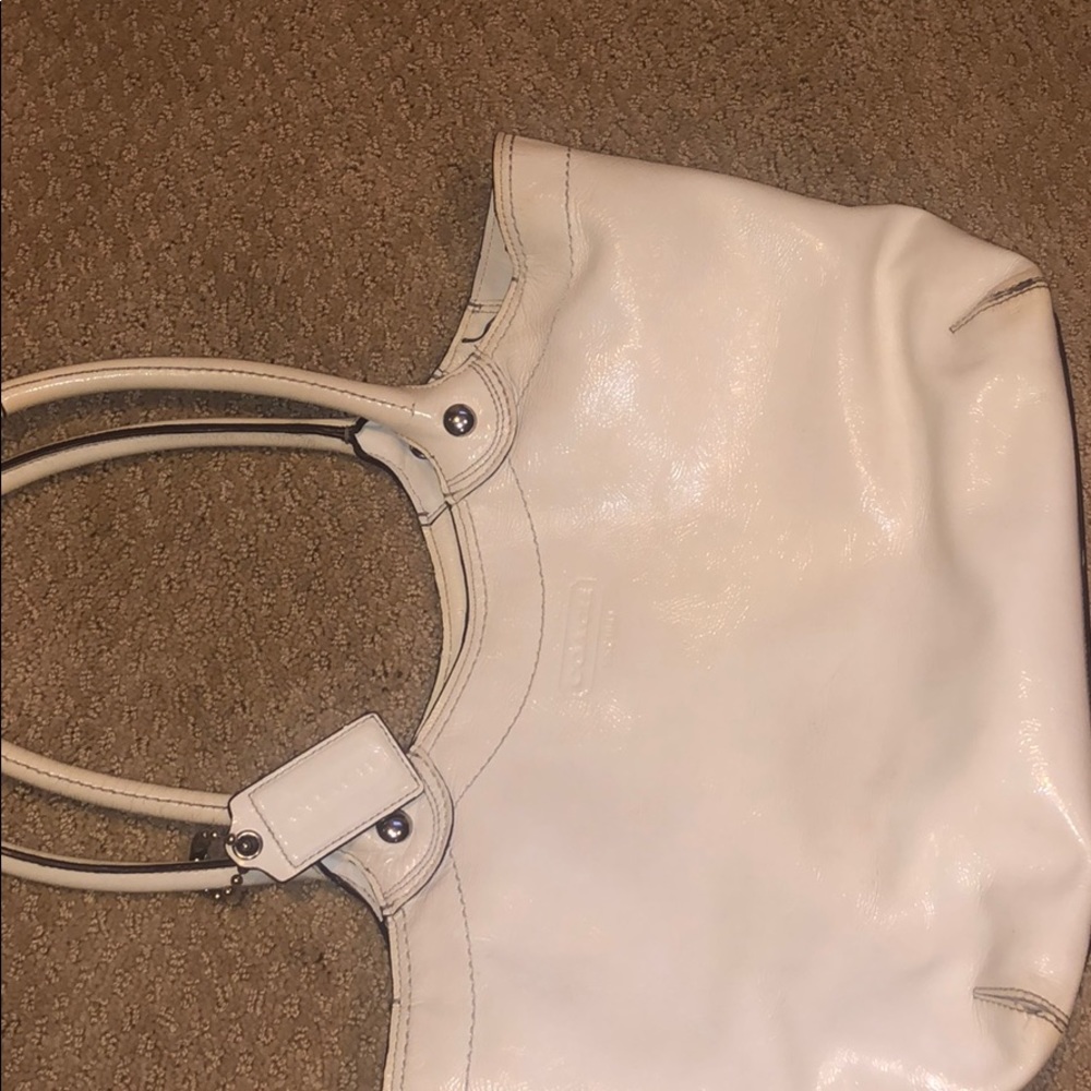 White Patton leather coach bag